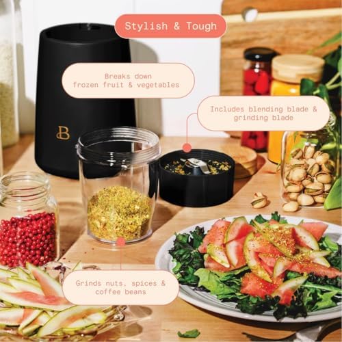 Personal Blender 12-Piece Set, 240W Motor, Emulsifying Stainless Steel Blade System, 16oz Travel Cup with Straw, BPA-Free Dishwasher Safe Jars (Black Sesame) - Image 4