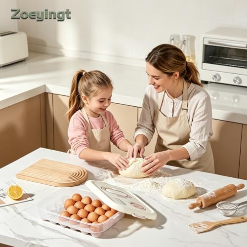 Egg Organizers for Refrigerator with Lids and Handle Home Kitchen Essentials Fridge Stackable Countertop Portable Clear Egg Containers Reusable and Storage for Keep Fresh -Pack of 2