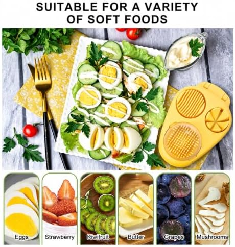 3-in-1 Stainless Steel Egg Slicer, Heavy Duty Multi-Function Kitchen Slicing Tool, Easy and Even Slicing for Hard Boiled Eggs, Fruits and Vegetables (Yellow) - Image 7