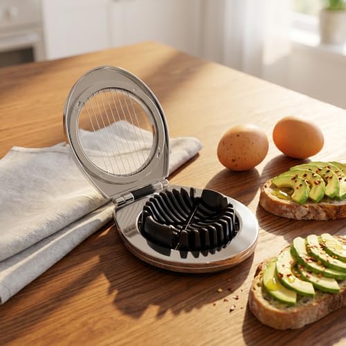 Professional Stainless Steel Egg Slicer - Heavy Duty Egg Cutter with Reinforced 304 Wires, 100% Dishwasher Safe, Rust-Proof Slicer for Boiled Eggs, Strawberries, and Mushrooms/Black - Image 5