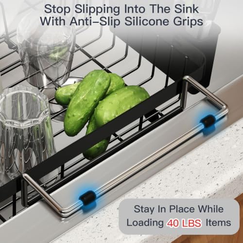 Expandable Dish Drying Rack Over The Sink with Anti Slip Grip