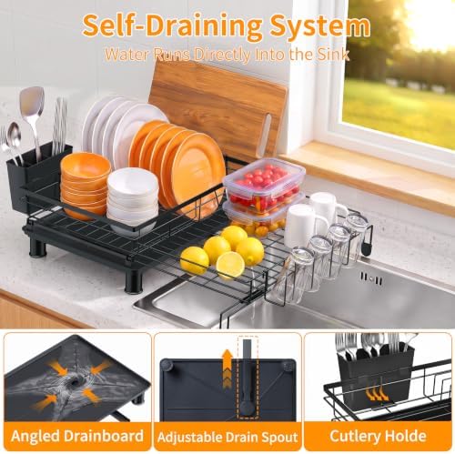 Expandable Dish Drying Rack, Stainless Steel Over Sink Dish Drainer