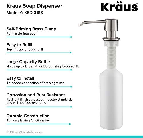 KRAUS Kitchen Soap and Lotion Dispenser in Stainless Steel, KSD-31SS