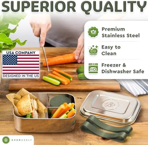 Stainless Steel Bento Box + Condiment Container - Sage, 27oz / 0.8 L