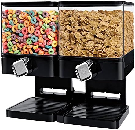 Honey-Can-Do Compact Dry Food Dispenser, Dual Control, Black/Chrome