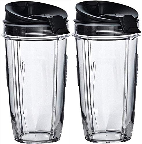24 oz Blender Cups with Sip & Seal Lid, 2-Pack – Compatible Replacement for Personal Blenders – BPA-Free, Leak-Proof, Portable Smoothie Shake Travel Bottles