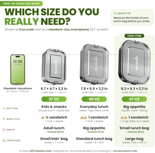 Stainless Steel Lunch Box for Adults I 47oz I Bento Box 3 Compartments with free Sealing, Leak-Proof Container, Metal Lunchbox for Travel, Work, Eco-Friendly Meal Storage Solution