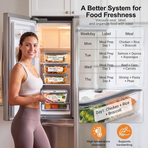 Vacuum Seal Containers for Food, Glass Meal Prep Containers