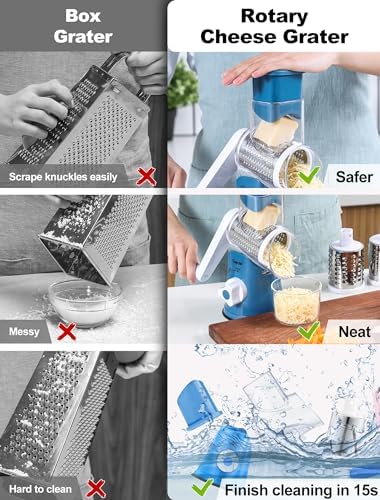 GDL Cheese Grater Hand Crank, Rotary Cheese shredder, Vegetable Slicer - Image 5