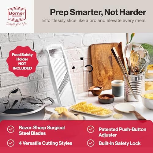 Swissmar Borner PowerLine Wave Waffle Cutter – Mandoline Slicer for Potato, Veggie, and Fruit – Create Attractive Waffle Cuts for Apples, Potatoes, and More – White - Image 5