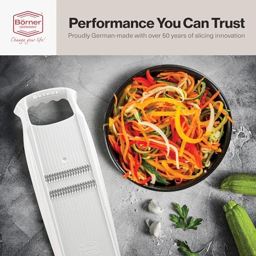 Swissmar Börner PowerLine Thin Julienne Vegetable Slicer – Precision Mandoline Slicer for Potatoes, Zucchini, & Hard Fruits - Perfect for Vegetable Salad – Essential Kitchen Gadgets - White - Image 4