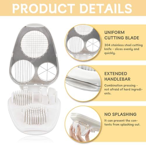 3-in-1 Egg Slicer for Hard Boiled Eggs, Heavy Duty SS Egg Cutter - Image 3