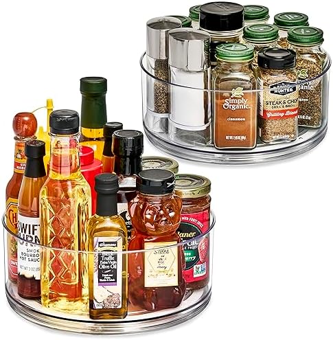 Lazy Susan Organizer, Clear Turntable Organizer (Tall 2 Pack)