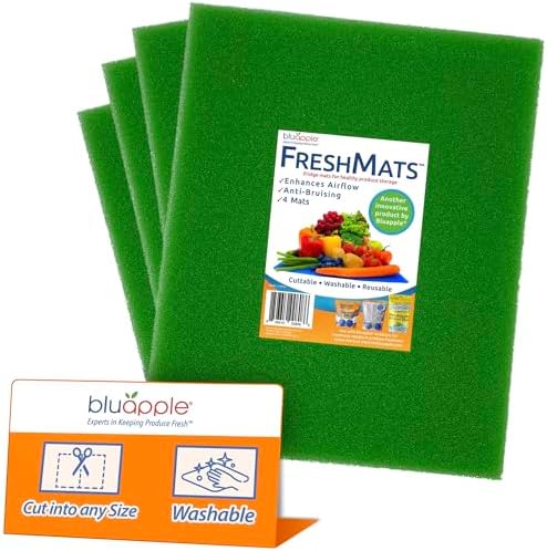 FreshMats Fridge Bin Liners, Green, 12x15, Set of 4 Mats