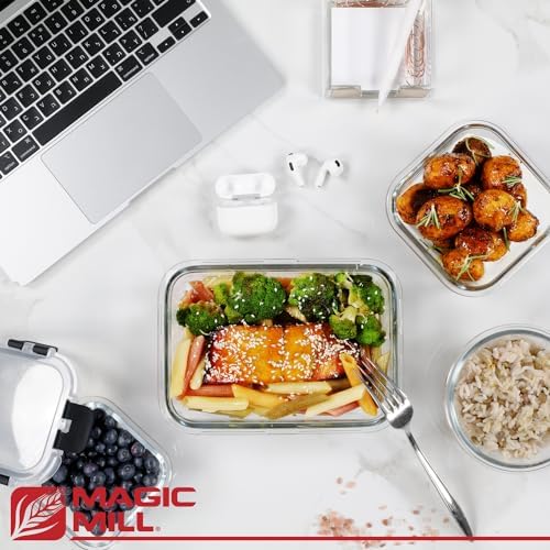 Premium Borosilicate Glass Food Storage Containers with lids Set | 24pc Sets with 12 Bowls & 12 Airtight Locking Lids for Lunch & Meal Prep, Safe for Oven, Freezer, Dishwasher, BPA-Free