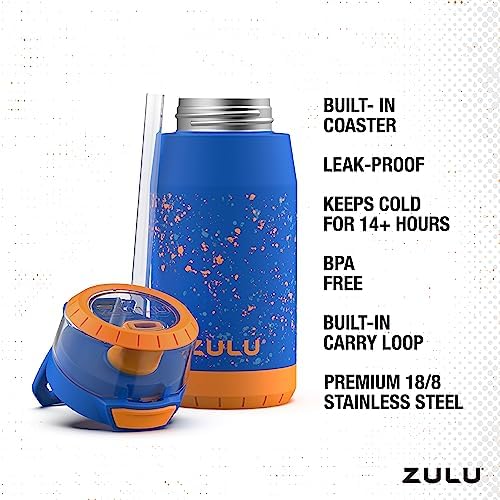 Kids Flex 12oz Stainless Steel Insulated Water Bottle, Toddler Cup with Silicone Spout, Leak-Proof Locking Flip Lid and Carry Loop for School Backpack, Lunchbox, and Outdoor Sports, Blue