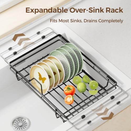 Dish Drying Rack for Kitchen Counter & Sink, 2 Pack Dish Drainers