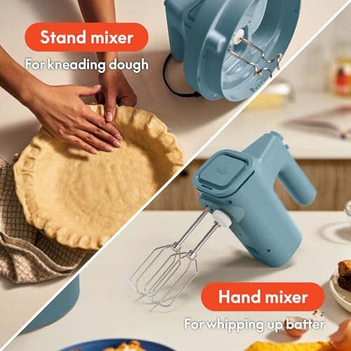 bella 3.5 Qt Hand & Stand Mixer, 2 in 1 Electric Mixer with Bowl, Dough Hook, Whisk & Egg Beater, Multifunctional Handheld Mixer for Baking, 200 Watt, Surf - Image 3