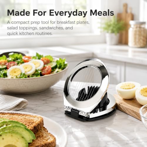 Egg Slicer for Hard Boiled Eggs, Heavy Duty Egg Cutter with 3 Slicing Styles, Dishwasher Safe Stainless Steel Cutting Wires, Ideal for Strawberries, Mushrooms & Soft Fruits - Image 6