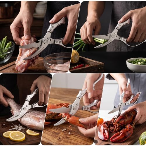 Poultry Shears, Heavy Duty All Purpose Kitchen Scissors Spring Loaded