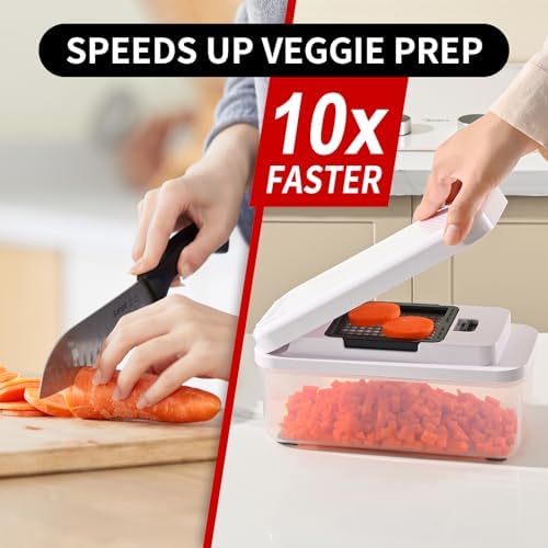 11-in-1 Vegetable Chopper 420 Food-Grade Stainless Steel Blades, 7.2 Cup Container with Colander, BPA & PFAS Free, Dishwasher Safe