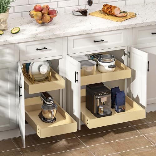 Soft Close Pull Out Cabinet Organizer, 32" W x 22" D Pull Out Drawer for Cabinet, Bottom Mount Pull Out Drawers for Kitchen Cabinets, Durable Pullout Drawers for Home & Kitchen Organization