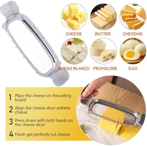 Butter & Cheese Slicer Cutter, Stainless Steel Wire Cheese Slicer, Safe for Food Contact, Multipurpose Handheld Butter Cutter for Block Cheese, Butter, Soft Fruits, and Dishwasher Safe - Image 6