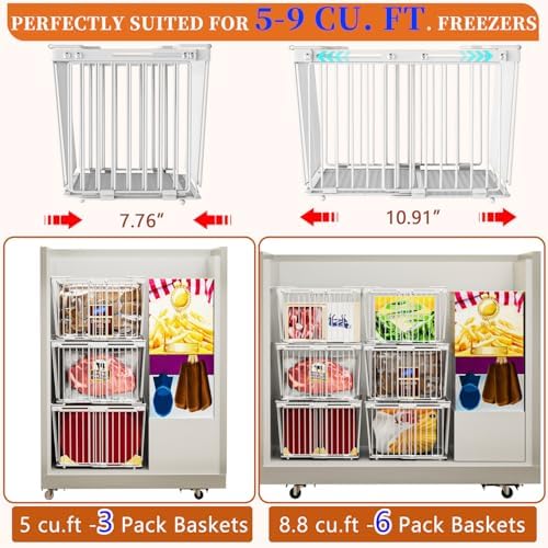 Large Freezer Organizer Bins for 5 to 9 Cu.Ft,4Pack, Leak-Proof Bottom