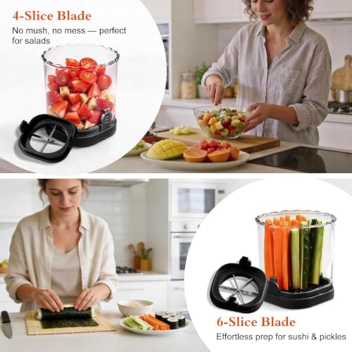 CEHNCEH 2-in-1 Fruit Slicer Cup Detachable Perfect Stainless Steel (Black) - Image 4