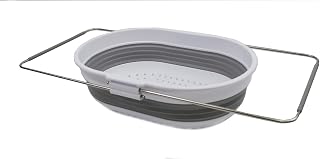 5L (1.3 gallon) Expandable & Collapsible Over The Sink Rectangular Colander (1, White/Grey)