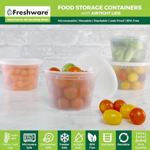Food Storage Containers with Lids 16 oz [50 Set] Soup Containers