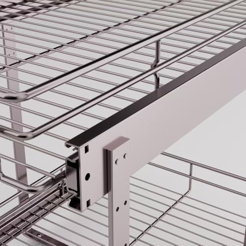 Pull Out Cabinet Organizer 7.5" W x 21" D, 2-Tier Kitchen Cabinet Pullout Shelf and Drawer Organizer Slide Out Pantry Storage Basket, 6.2" W x 21" D x 2.4" H for Bottom Basket Size