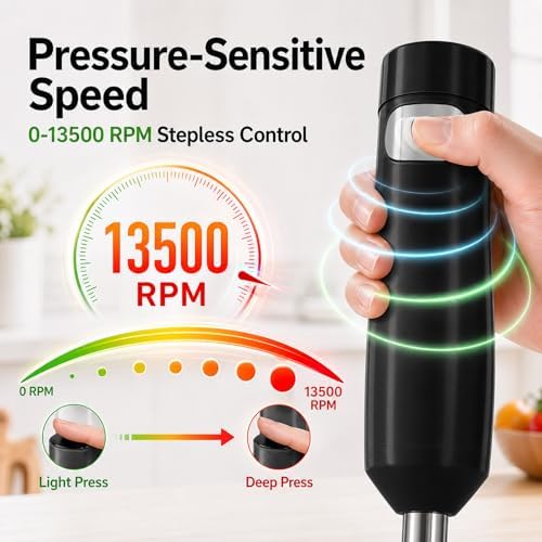 Cordless Immersion Hand Blender (Stick Blender) – Smooth, Controlled Blending for Everyday Cooking, 12V Brushless Motor, Pressure-Sensitive Variable Speed, USB-C Rechargeable, Easy-Clean (Black) - Image 4