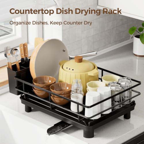 Dish Drying Rack for Kitchen Counter & Sink, 2 Pack Dish Drainers