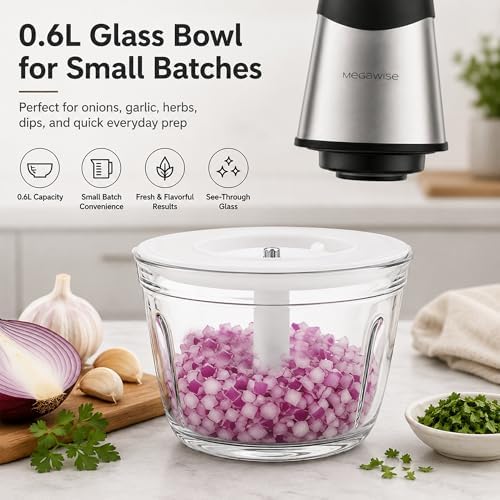 Food Processor, 800W Electric Meat Grinder with 0.6L Glass Bowl & 1.2L Stainless Steel Bowl, Dual Speed Modes and Bi-Level BladesBlades for Meat, Vegetables, Nuts, Fruits, and Baby Food
