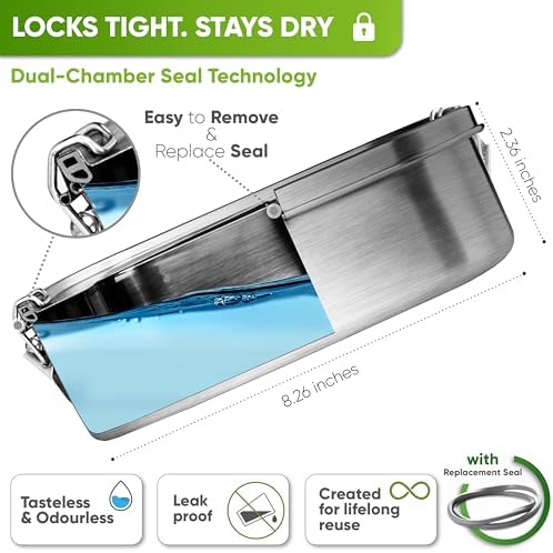 Stainless Steel Lunch Box for Adults I 47oz I Bento Box 3 Compartments with free Sealing, Leak-Proof Container, Metal Lunchbox for Travel, Work, Eco-Friendly Meal Storage Solution