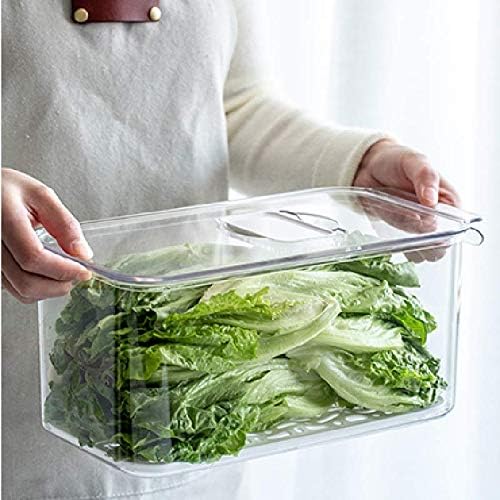 Refrigerator Food Storage Containers, Produce Saver Stackable Container with Lids & Removable Drain Tray, Freezer Bins Stay Fresh Lettuce Salad Container for Fridge