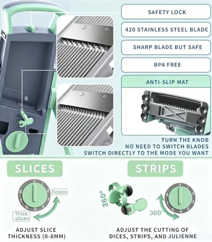 Safe Mandoline Slicer for Kitchen, Multi-Function Vegetable Chopper - Image 6