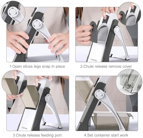 Safe Mandoline Slicer for Kitchen, 5 in 1 Vegetable Food Chopper for Potato