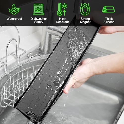 Silicone Magnetic Stove Top Shelf - 30 Inch Spice Rack Black
