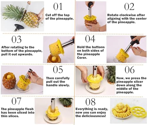 Premium Fruit Corer Set - Effortless Core Removal for Apples, Pears, and Pineapples - Upgraded Stainless 2 In 1 Corers, Pineapple Corer and Slicer Tool,Easy to Use and Clean