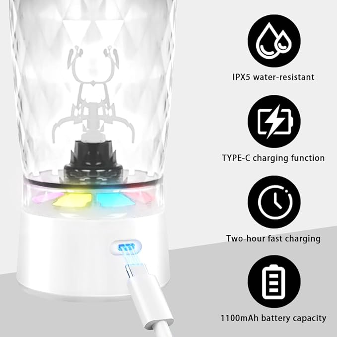 PROCHAIN Electric Protein Shaker Bottle, Protein Shakes Mixer, Portable Pre Workout Self Mixing Cup, Made with BPA-Free Tritan, 22oz