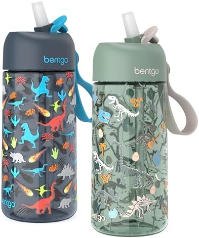 Kids Water Bottle 2-Pack, Leak-Proof, 15 oz, Bite & Sip Spout