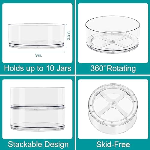 Lazy Susan Organizer, Clear Turntable Organizer (Tall 2 Pack)