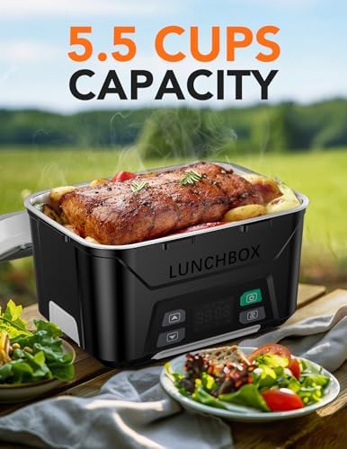 Cordless Electric Lunch Box, Heated Lunch Box for Men with Timer