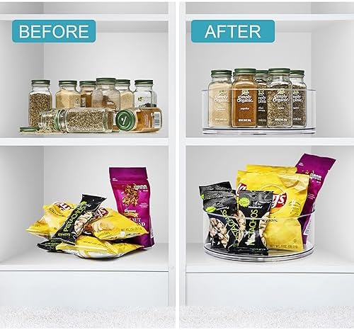Lazy Susan Organizer, Clear Turntable Organizer (Tall 2 Pack)