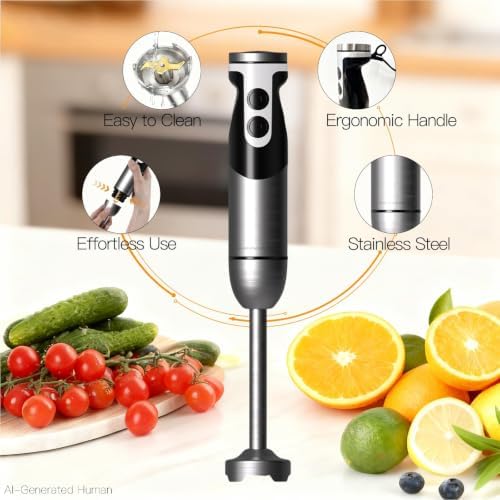 Hand Blender,12-Speed Powerful Immersion mixer, No Attachments