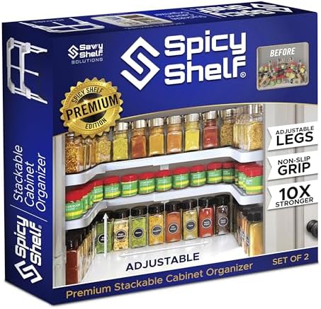 3.0 - Expandable 2 Tiered Spice Rack Organizer for Cabinet & Pantry - Kitchen Seasoning Organizer - Cabinet Spice Racks for Inside Cabinets ( Premium) - Home Organization