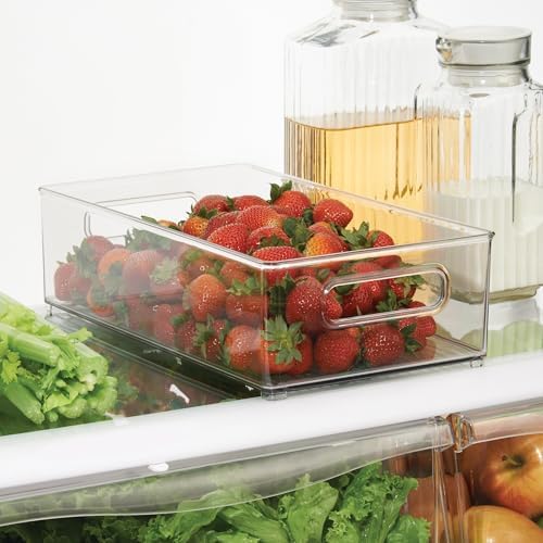 Stackable Fridge Bin, Clear, Set of 2