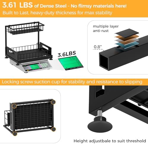 2-Pack L-Shaped Under Sink Organizer, 2-Tier Pull-out Cabinet Rack